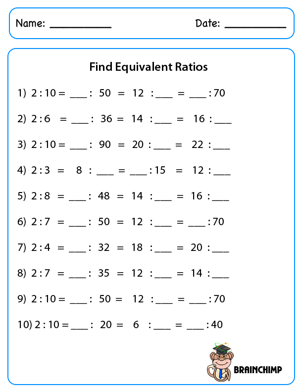 Ratios And Proportions Worksheet